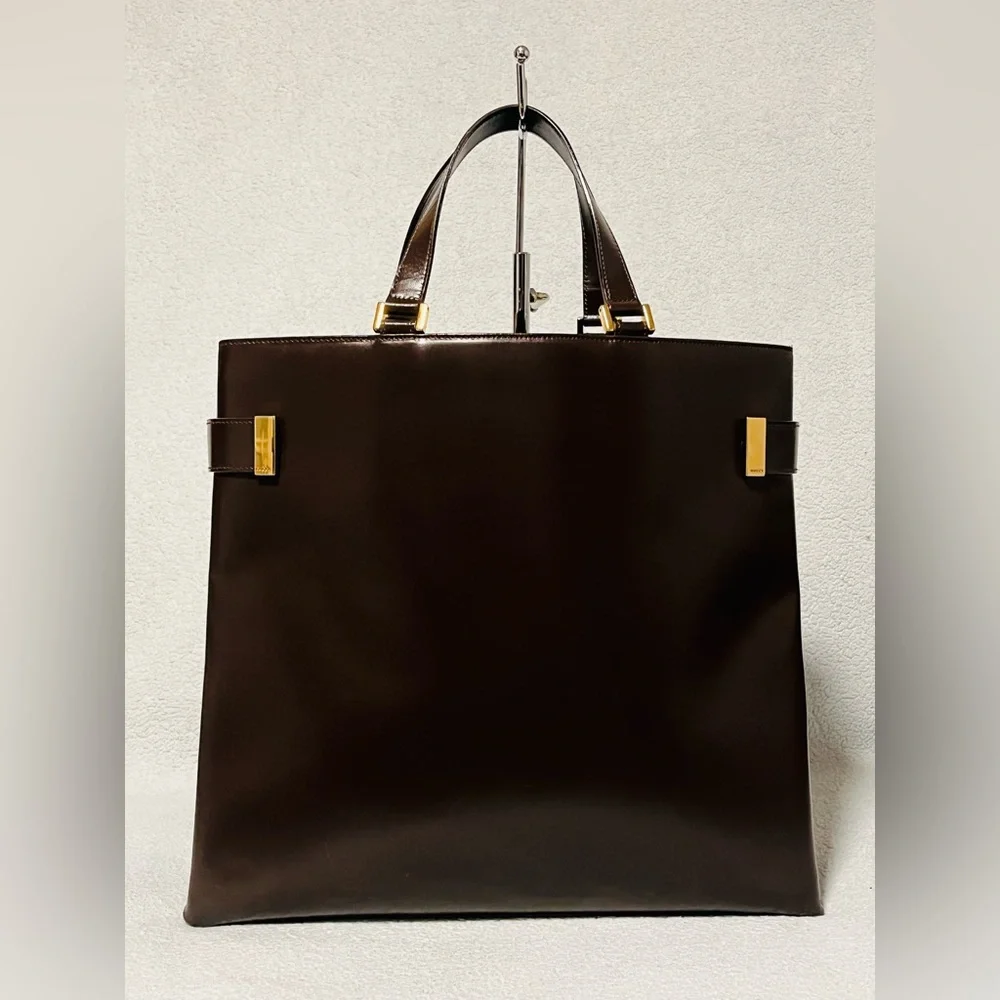 Gucci Tom Ford Leather Chocolate Brown Tote Shoulder Bag - Picture 5 of 15